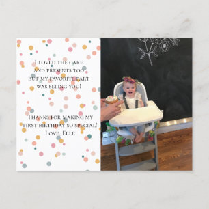 Cartão Postal De Convite Confetti Foto Aniversário Obrigado Cartão de Posto