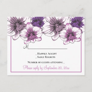 Cartão Postal De Convite Confirmação de Casamento Floral Orquídeas Roxas Fl