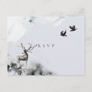 Cartão Postal De Convite Confirmação de Casamento Floresta Encantada Lua do