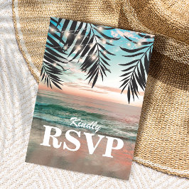 Cartão Postal De Convite Confirmação de Casamento na Praia Tropical | Fio d