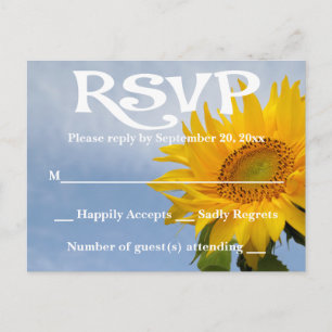 Cartão Postal De Convite Confirmação de Presença Floral Amarelo Girassol e 