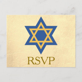 Cartão Postal De Convite Confirmação de presença judaica dourada