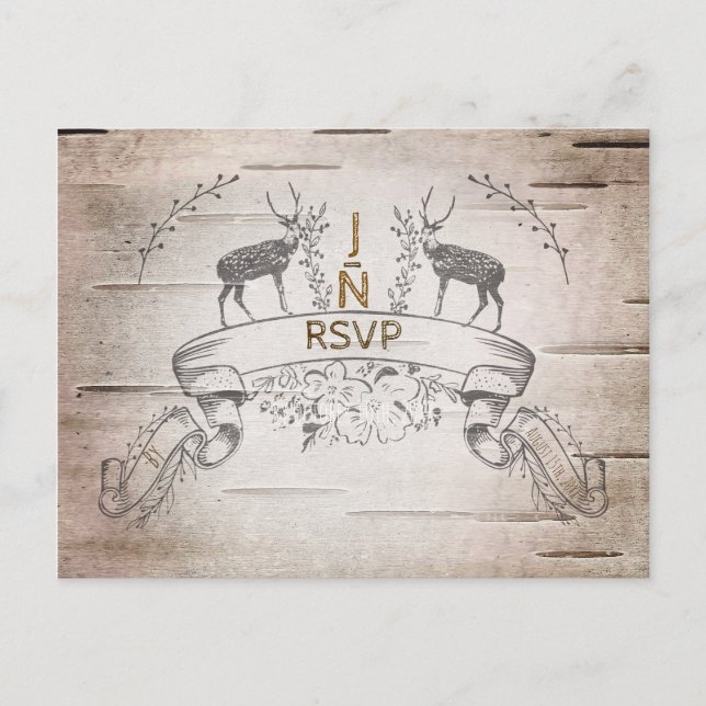 Cartão Postal De Convite Confirmação de Presença para Casamento com Cervo R (Frente)
