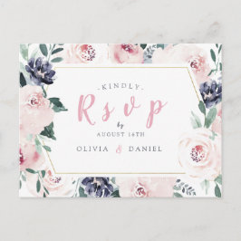 Cartão Postal De Convite Confirmação de presença para casamento floral com 