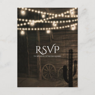 Cartão Postal De Convite Confirmação de Presença para Casamento Rústico no