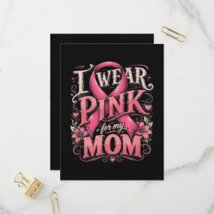 Cartão Postal De Convite Conscientização sobre o Câncer de Mama Eu Uso Rosa