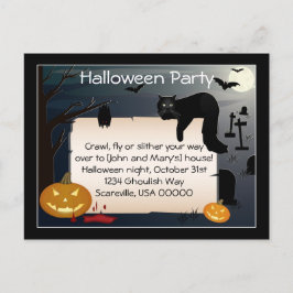 Cartão Postal De Convite Convidar Festa de Halloween