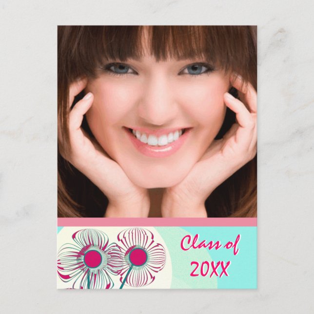 Cartão Postal De Convite Convidar para Casa Aberta a Graduação em Aqua Quen (Frente)