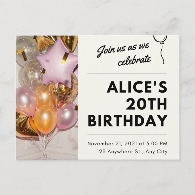 Cartão Postal De Convite Convocação 🥳 aniversário 🎉 🎂 (Frente)