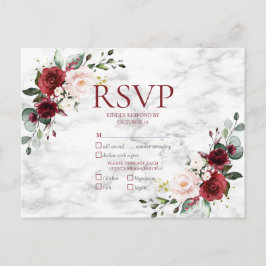 Cartão Postal De Convite Copper Geométrico Burgundy Marble Weding RSVP
