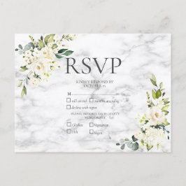 Cartão Postal De Convite Copper Marble Geométrico White Floral RSVP
