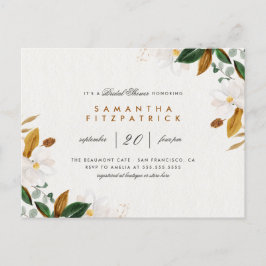 Cartão Postal De Convite Cor branca da água Magnolia Chá de panela Floral