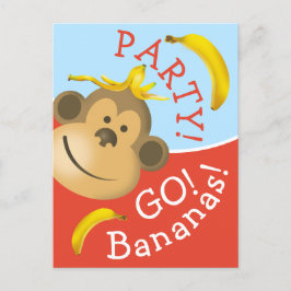 Cartão Postal De Convite Cor Farta Colorida Fique Louco Festa do Macaco