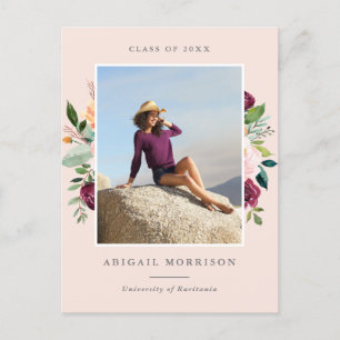 Cartão Postal De Convite Cora a festa de formatura floral da foto de