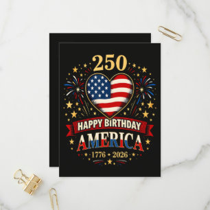 Cartão Postal De Convite Corações EUA 1776 2026 4 De Julho
