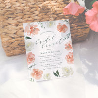 Coral Watercolor Floral Bridal BrunChá