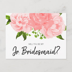 Cartão Postal De Convite Coral Watercolor Floral Seja Minha Placa De Brides