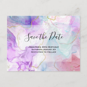 Cartão Postal De Convite Cores Puras, Verdes, Cor-de-rosa Flutuantes Salvem