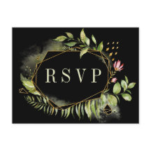 Coroa Floral Geométrica Preta Verde Casamento RSVP