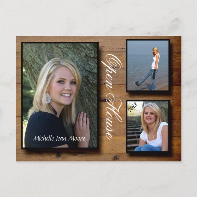 Cartão Postal De Convite Country Wood Open House (Frente)