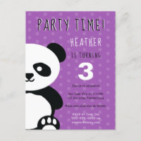 Crianças Personalizadas Panda Kawaii Roxo Aniversá