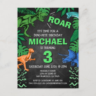 Cartão Postal De Convite Crianças Personalizadas Três Festas de aniversário