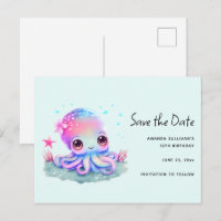 Criatura do Mar de Octopus Cute Salvar a Data