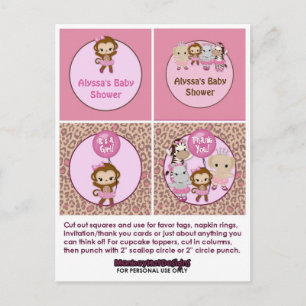 Cartão Postal De Convite CUPCAKE de Chá de fraldas de MACACHORA Topper Tu C