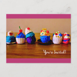 Cartão Postal De Convite Cupcakes