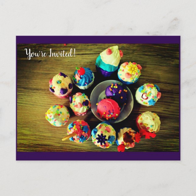 Cartão Postal De Convite Cupcakes (Frente)
