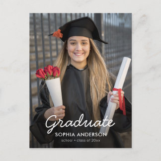 Cartão Postal De Convite Custom Modern Vertical Photo Graduation Invitation