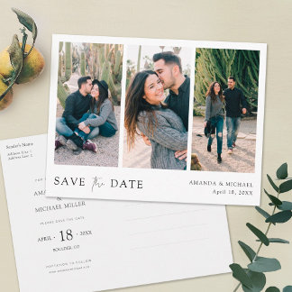 Cartão Postal De Convite Custom Multi Photo Save the Date