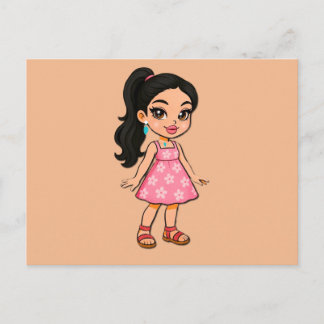 Cartão Postal De Convite Cute Kawaii Girl Postcard