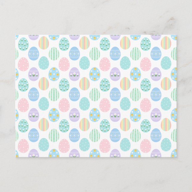 Cartão Postal De Convite Cute Pastel Easter Eggs Pattern  (Frente)