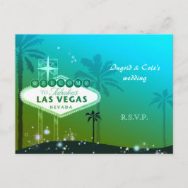 Cartão Postal De Convite Cyan Blue Las Vegas - RSVP de Casamento