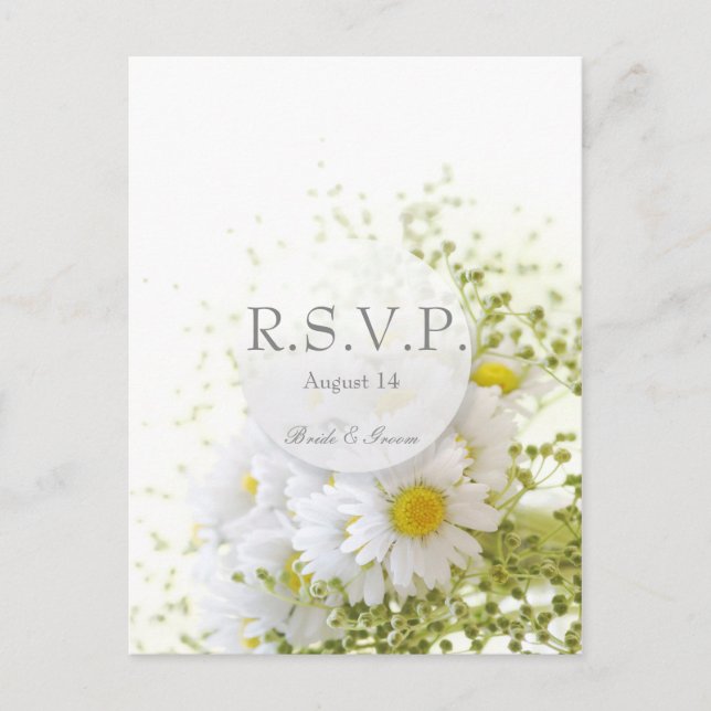 Cartão Postal De Convite Daisies in Love- Editable Wedding Buquê RSVP (Frente)
