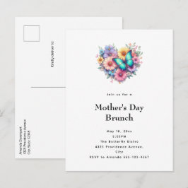 Cartão Postal De Convite Daisy Flowers with a Blue Butterfly Mother's Day