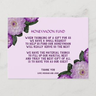 Cartão Postal De Convite Dália Lilás Lavanda Lilás Fundo Floral de Lua de M