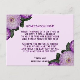 Cartão Postal De Convite Dália Roxo Lilás Lavanda Floral Lua de Mel fundo