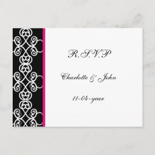 Cartão Postal De Convite damask rsvp
