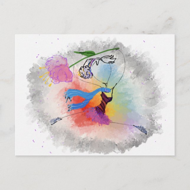 Cartão Postal De Convite Dança colorida (Frente)