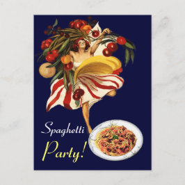 CARTÃO POSTAL DE CONVITE DANÇA DO PARTIDO ESPAGUETE, COZINHA ITALIANA E TOM