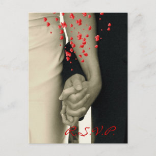 Cartão Postal De Convite dando as mãos à resposta moderna ao casamento RSVP