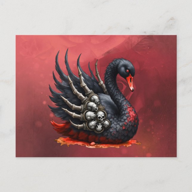 Cartão Postal De Convite Dark Swan of Bones – Gothic Elegance  (Frente)