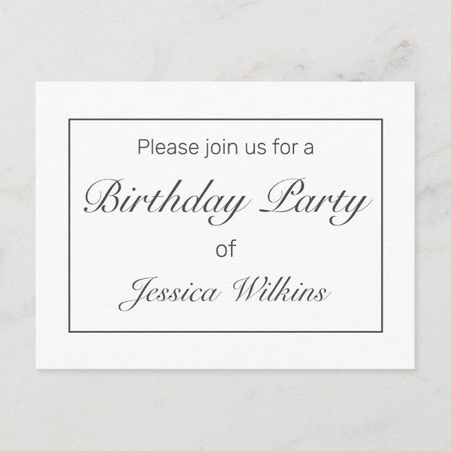 Cartão postal de Convite de aniversário mínimo mod (Frente)