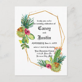 Cartão-postal de Convite de casamento Suculento do