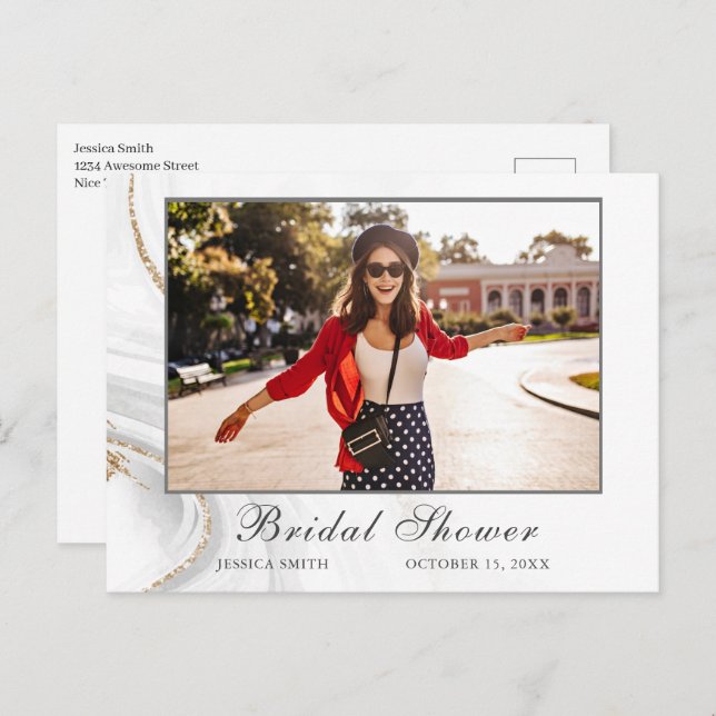 Cartão-postal de convite de FOTO de Chá de panela  (Frente/Verso)