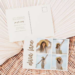 Cartão-postal de convite de grande fatia com quatr