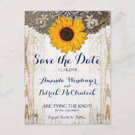 Cartão postal de convite de Rustic Sunflower Lace
