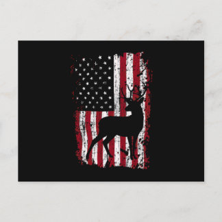Cartão Postal De Convite Deer Hunting American Flag Classic